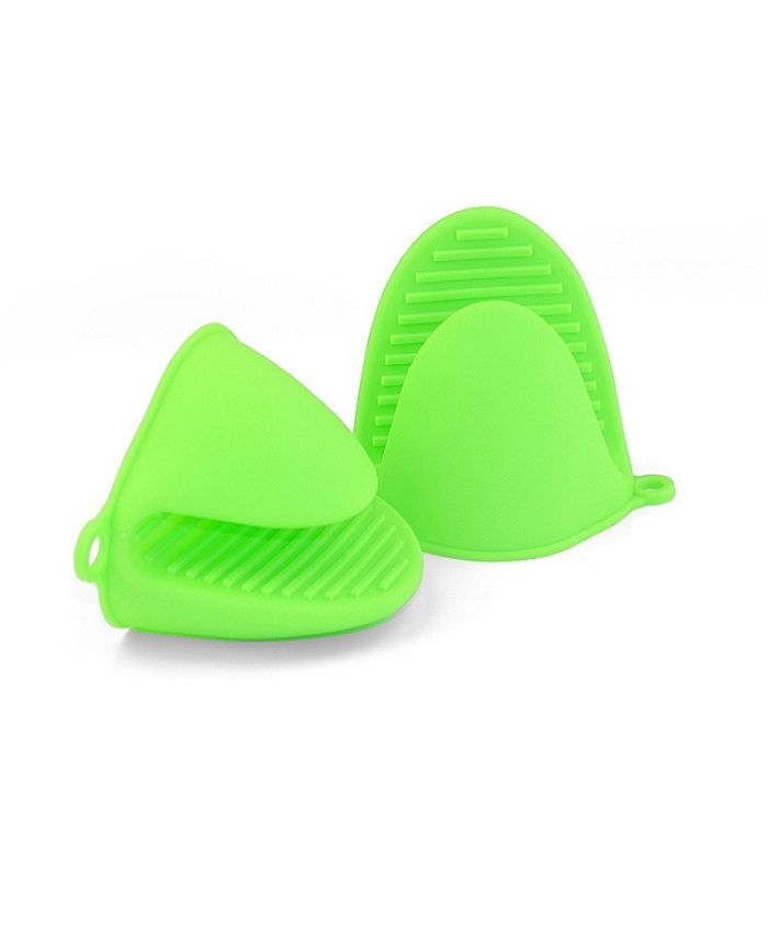Pair-of-Silicone-Oven-Heat-Insulated-Finger-Gloves-Green