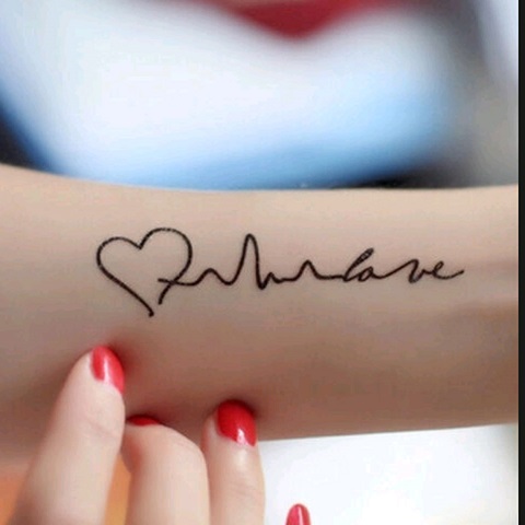 Black-Heart-Wave-Body-Art-Waterproof-Temporary-Tattoo-WH-0106