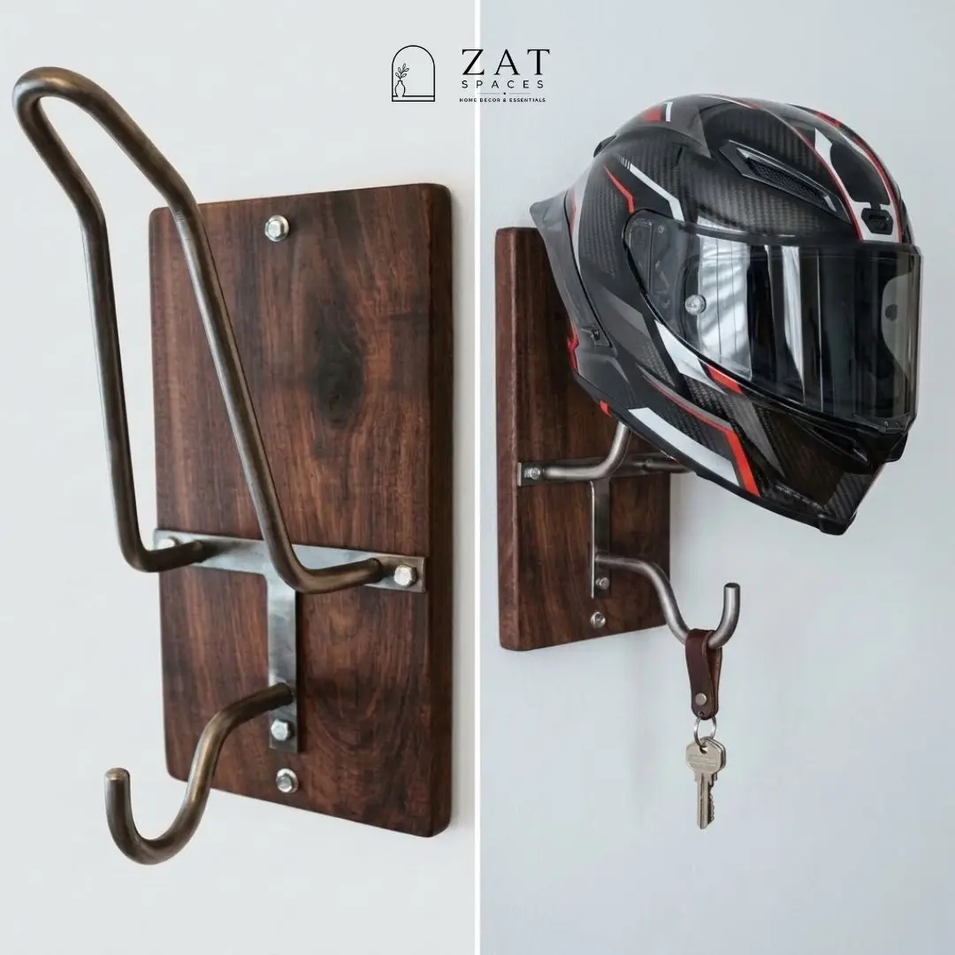 wooden-wall-mounted-helmet-holder-key-hook
