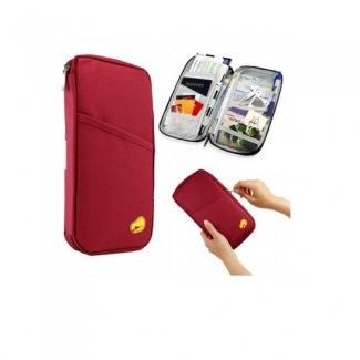 Travel Wallet for Passport - Wine Red