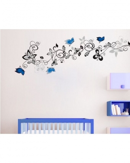 Flower Vine Wall Sticker - Blue 130 cm