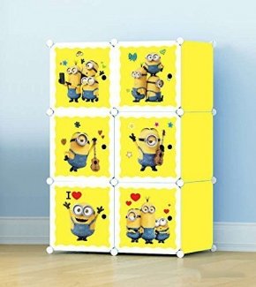 Cute Minion Wardrobe Organizer Rack For Kids - 6 Cubes
