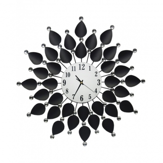Diamante Spiral Wall Clock Black And Silver