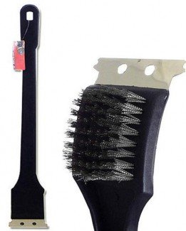 18 inche BBQ Grill Brush with Metal Bristles & Steel Scraper