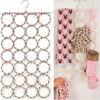 28 Rings Slots Hole Scarves Tie Holder Clothes Organiser