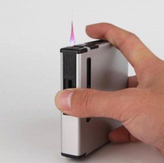 Metal 12 Pcs Cigarette Storage Box With Jet Flame Lighter