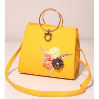 Stylish Yellow Leather Satchel Bag