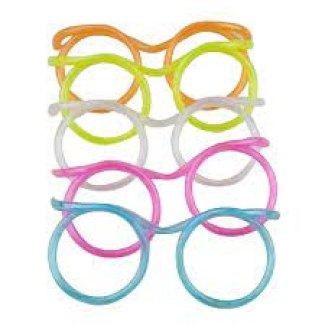 Funky Plastic Glasses with straw-pack of 4