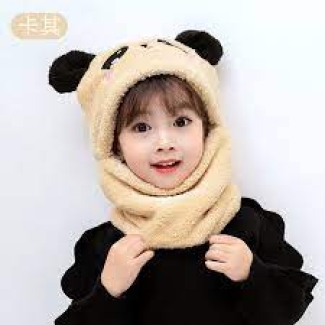 Cartoon Hat For Kids With Neck Scarf-winter material