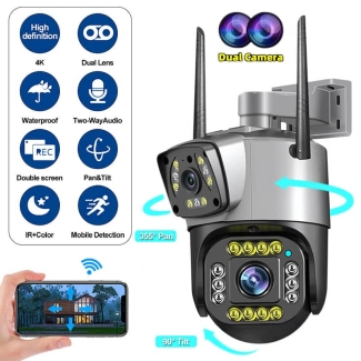 PTZ Wifi Outdoor Wireless Dual Lens IP Camera 2Mp+2Mp 4Mp Night Vision