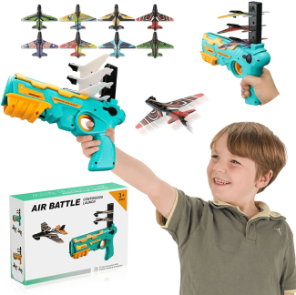 FunBlast Airplane Launcher Gun Toy, Catapult Aircrafts Gun With 4 Foam Aircrafts, Outdoor Shooting Activity Game