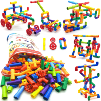 Pack of 60 plus pcs -Colorful Pipe Puzzle Building Blocks for Kids